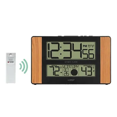 513-1417 La Crosse Technology Atomic Digital Wall Clock With TX141-BV2 Sensor • $39.95