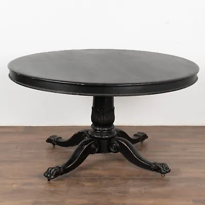 Large Round Pedestal Black Table Sweden Circa 1880 • $4250