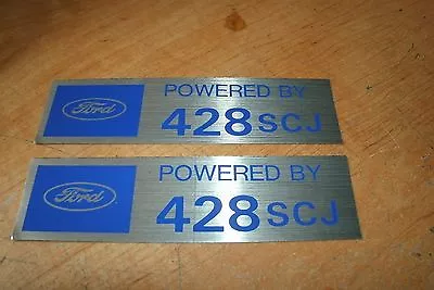 Ford Powered By 428scj 428 Super Cobra Jet Valve Cover Decals New Pair Blue Silv • $16.99