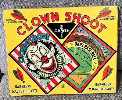Vintage Magnetic Dart Clown Shoot & Baseball In Box Metal Board W/instructions • $30