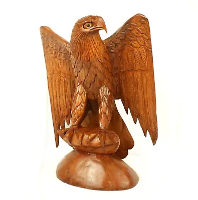 39cm Wooden Eagle Carving Wall Hanging Hand Carved Ornament Christmas • £54.50