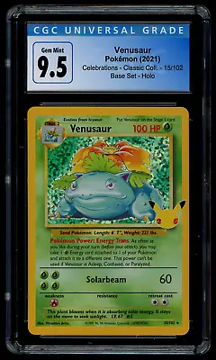$35.99 • Buy Pokemon Card Celebrations Venusaur 15/102 Holo Rare CGC 9.5 GEM MINT