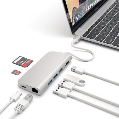 $39.99 • Buy Satechi USB-C Multi-Port Adapter Hub 4K HDMI Ethernet USB-A SD Micro SD ST-TCMAS