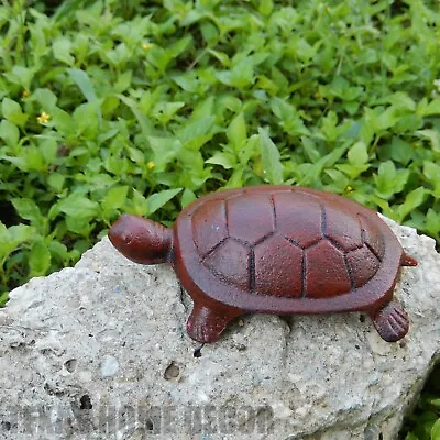 Cast Iron Turtle Figurine Antique Style Garden Pond Decor Rustic Red Finish 4.5  • $16.95