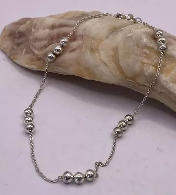 Vintage Italy Sterling Silver Beaded Ankle Bracelet • $25