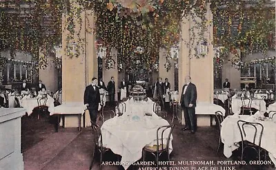 Restaurant In Multnomah Hotel Portland Oregon Postcard 1913 • $1.99