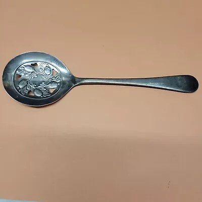 Vintage Sheffield England Slotted Serving Spoon Silver Plate Acorn Motif • $8.99