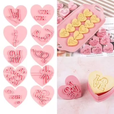 Plunger Baking Mould Valentine's Day Love Heart Cookie Cutter Biscuit Mold • £4.81