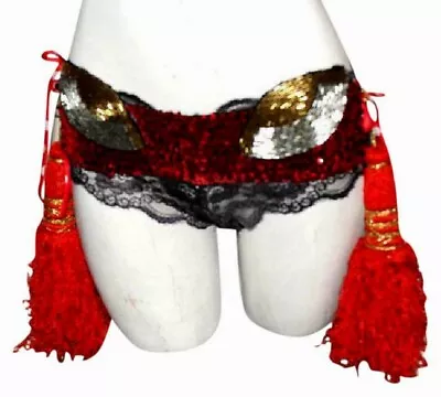 Vegas Showgirl Costume Burlesque Tassel Lace Bottoms Glass Beading & Sequins • £45.41