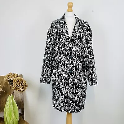M&S Marks And Spencer Per Una Black White Zebra Print Cotton Blend Coat 14 • £25