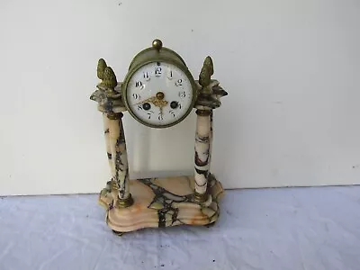 Antique Napoleon 3 Marble Portico Clock Clock Clock Clock Louis 16 Empire • $117.36