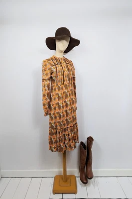 Floral 70s Vintage Style Dress Mystic Threads Small. Praire. • £8.95