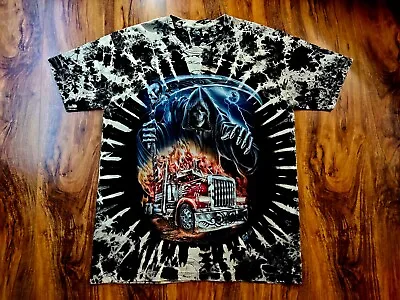 The Grim Reaper Truck Scythe Skull Glow In The Dark Skull Tye Dye T- Shirt XL • $25.99