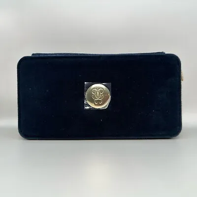 New Guerlain Luxury Navy Blue Velvet Cosmetic Makeup Bag Box Case • $22