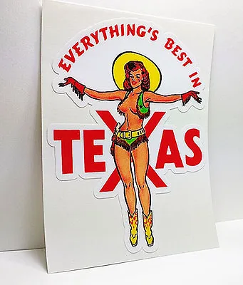 Texas Cowgirl Pinup Vintage Style Travel Decal / Vinyl Sticker Luggage Label • $4.69