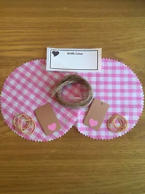 £3.40 • Buy 10 X Gingham Jam Jar Covers,Bands,Ties,Labels & Tags