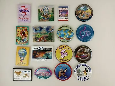 Vintage Walt Disney World MGM Epcot Collectible Pinback Buttons Lot Of 16 • $24.95