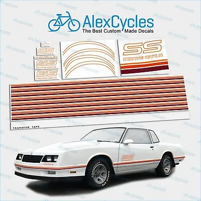 Monte Carlo SS 1987 1988 Burgundy Red Orange Vinyl Stripes Decals Stickers Chevy • $129.70