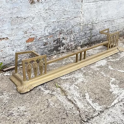 Antique Edwardian Vintage Brass / Copper Fire Hearth Fender Guard Large 140 X 28 • $88.39