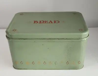 Vtg Large Green Hinged Tin Metal Bread Cake Pie Box Farmhouse Country Cottage • $47