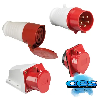 415v 16a 5 Pin Red Industrial Plugs & Sockets 3 Phase 3p+n+e Ip44 Male/female  • £3.85