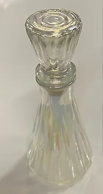 Vintage Opalescent Crystal Glass Perfume Bottle Hourglass Shape • $18.95