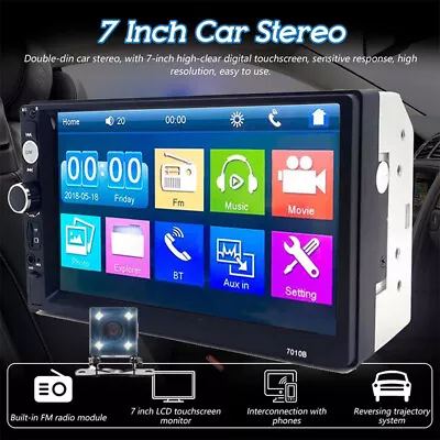 7  Double 2 DIN Car MP5 Player Bluetooth Touch Screen Stereo Radio With Camera • $28.29