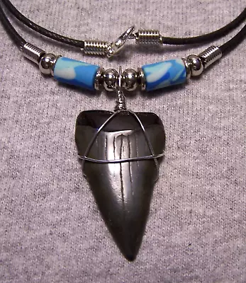 Mako Shark Tooth Necklace 1 5/8  Sharks Teeth Fossil Jaw Megalodon Scuba Diver • $0.99