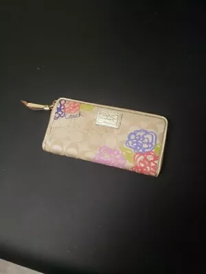 COACH Poppy Collection Metallic Gold Zip Wallet Wristlet Clutch  • $20