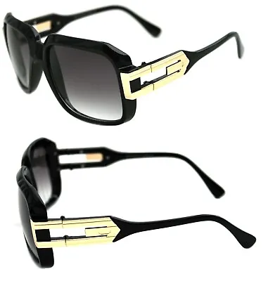 Men's Hip Hop 80's Vintage 623 Sunglasses Grandmaster Black Gold Frame Retro • $12.95