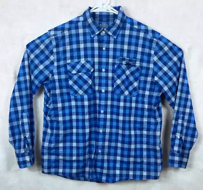 Vineyard Vines Harbor Shirt Men Large L/S Vented Blue White Check Logo Fishing • $13.79