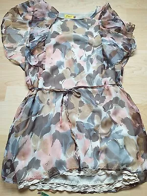 MAX C London Peach And Brown Short Chiffon Dress Size  M • £3.50