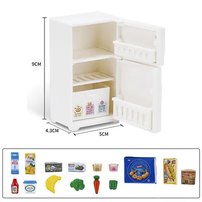 £8.03 • Buy 16x Dolls House 1:12TH Scale Miniature White Refrigerator With Food Kitchen Set