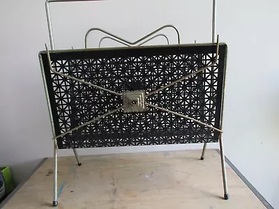 Vintage Atomic Album Magazine Rack Stand Holder Mesh Metal Iron Mid-Century • $35