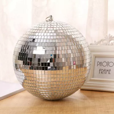 Ball Mirror Silver Glass Lightweight Party Disco DJ Hanging Point Various Sizes • £14.49