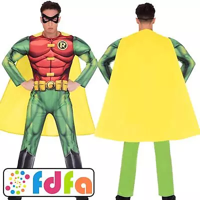 Amscan Licensed Classic Robin DC Comics Adults Mens Fancy Dress Costume • £37.19