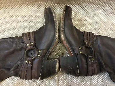 Frye Carmen Tall Harness Riding Boots Brown Leather 8.5 B Bike Horse Dance 77846 • $55