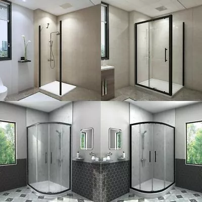 Stylish Black Quadrant Shower Enclosure Cubicle Sliding Door Free Tray & Waste • £209.97