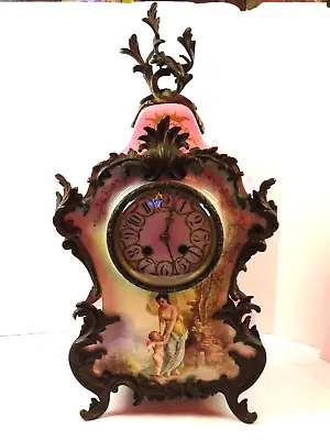 Antique  Victorian Porcelain Case Mantle Clock  Japy Freres / France* • $294.95