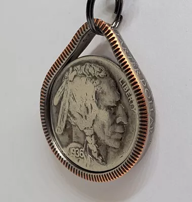 Teardrop  Pendant Made From Buffalo Nickle & US Quarter Coin Ring 24 In Chain • $24.99