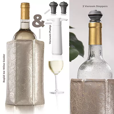 SET Of Wine Rapid Active Ice Cooler Chilling Sleeve & Wine Saver Bottle Cooler • $29.90