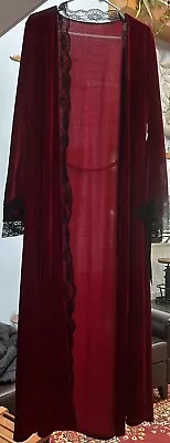 Robe - Woman’s Red Velvet With Black Lace One Size Fits Most • $10