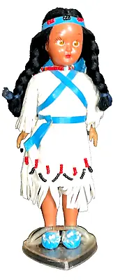 Native American Indian Doll Woman W Baby Papoose Sleepy Eyes Braids 1950 Vintage • £11.26