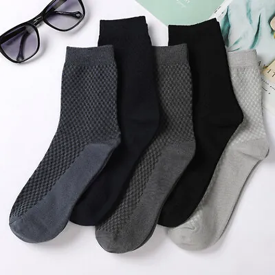 Men Breathe Bamboo Fiber Business Dress Solid Causal Crew Socks Middle Tube Sock • $0.73