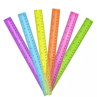 Clear Plastic Rulers 12  30 PackTransparent Assorted Color Metric Bulk Rulers • $16.13