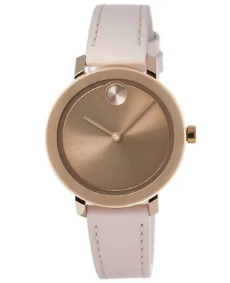 Movado Bold Evolution Rose Gold Tone Pink Strap Women's Swiss Watch 3600889 • $299