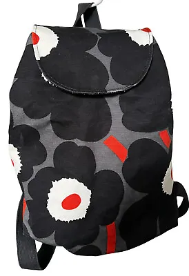 Marimekko Japan Exclusive Pieni Unikko Nippu Backpack Cotton 100%  White Rd Bk • $80