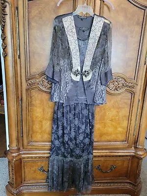 Violet Kay Bohemian 3pc Charcoal Mother Of Bride Embellished GORGEOUS OUTFIT S/M • $75