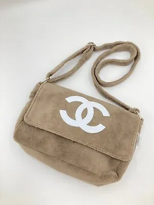 Used CHANEL Coco Mark Novelt Shoulder Bag Pile Beige White Sling 9999-chbe • $450.09