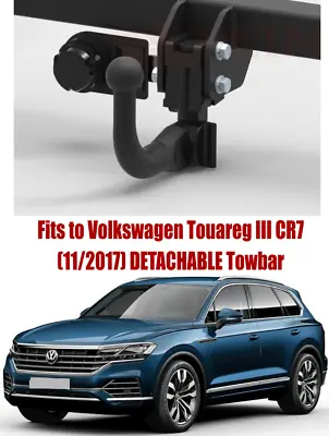 DETACHABLE Tow Bar For VW Touareg III CR7 (2017-) & 7 Pin Bypass Relay Kit V163 • $466.24